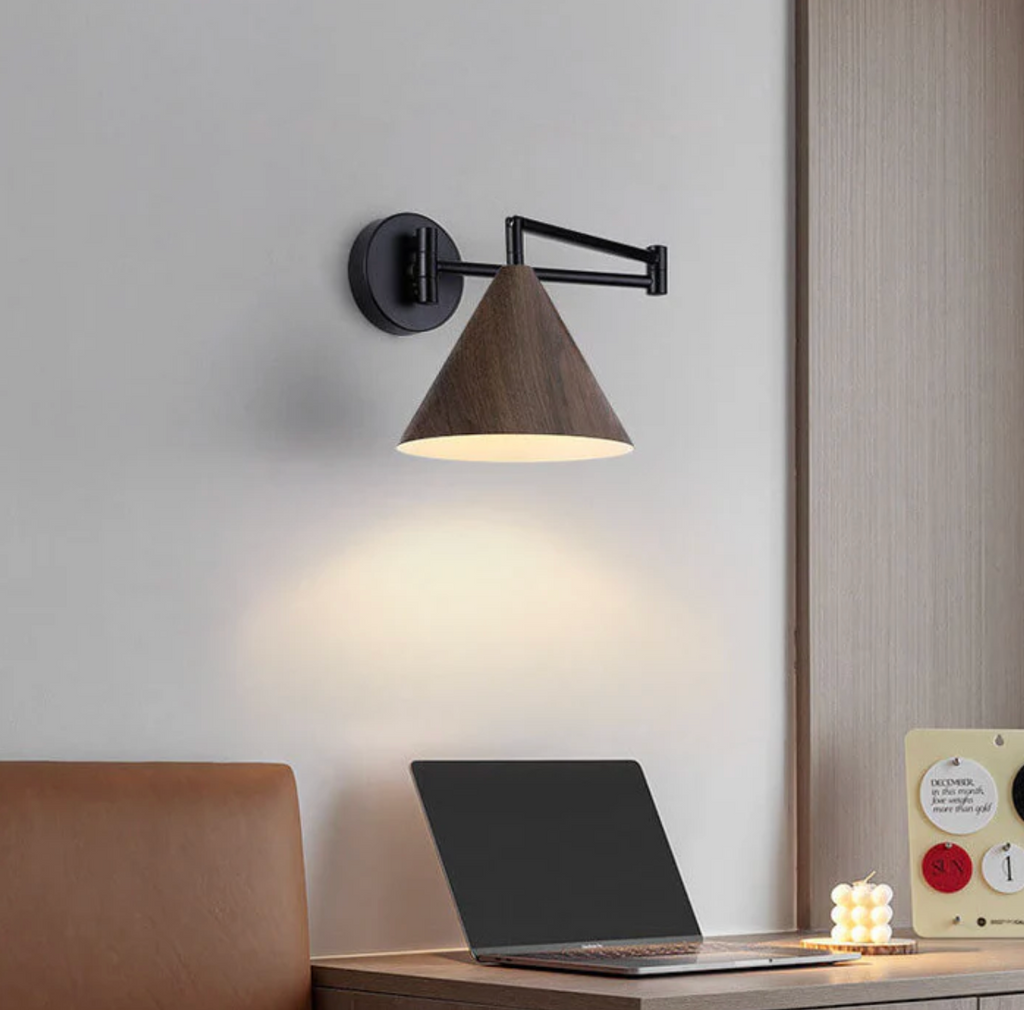 Scandinavian Wooden Cone Wall Sconce