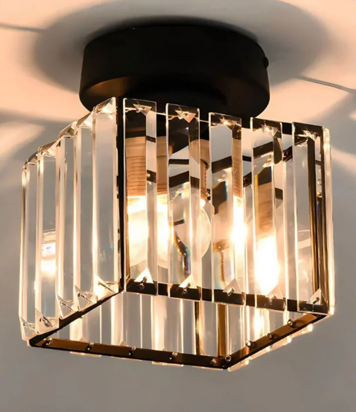 Glam Crystal Flush Mount Ceiling Light – Round or Square