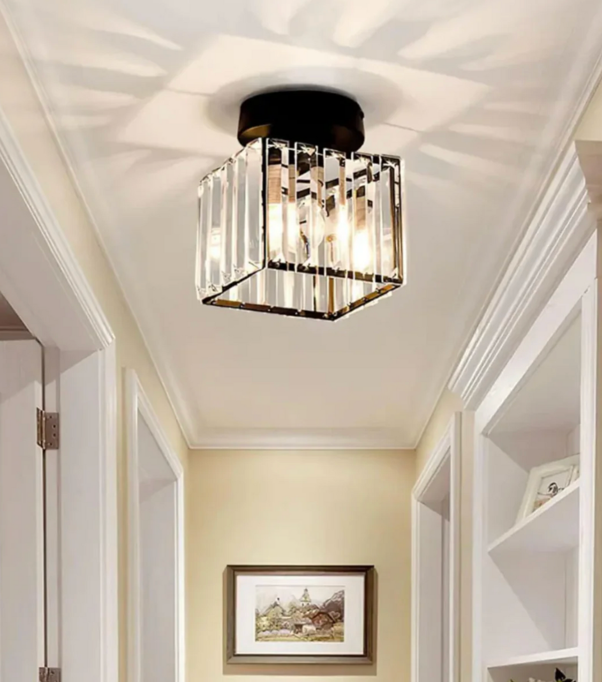 Glam Crystal Flush Mount Ceiling Light – Round or Square