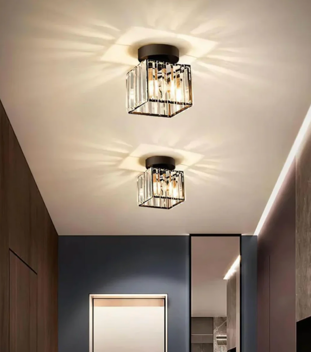 Glam Crystal Flush Mount Ceiling Light – Round or Square