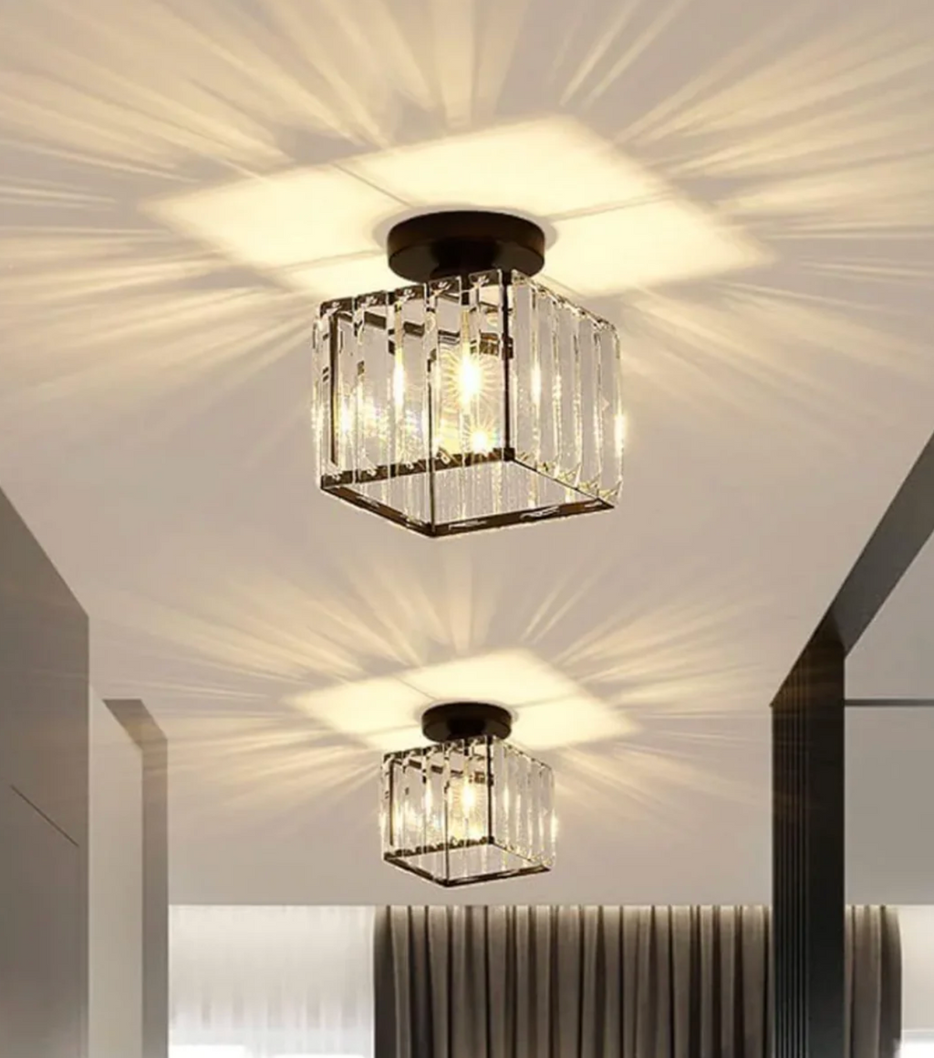 Glam Crystal Flush Mount Ceiling Light – Round or Square