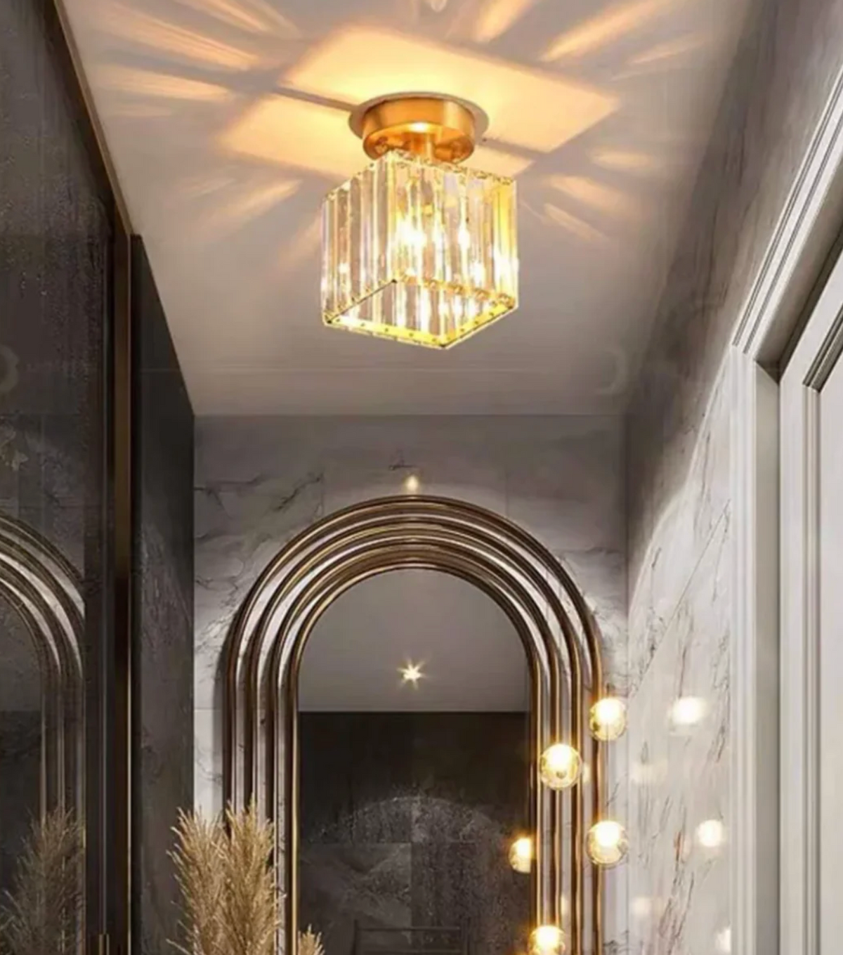 Glam Crystal Flush Mount Ceiling Light – Round or Square