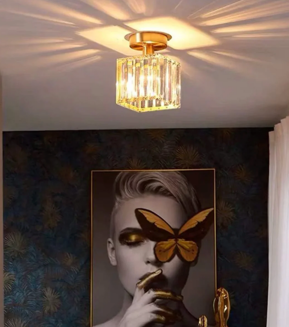 Glam Crystal Flush Mount Ceiling Light – Round or Square