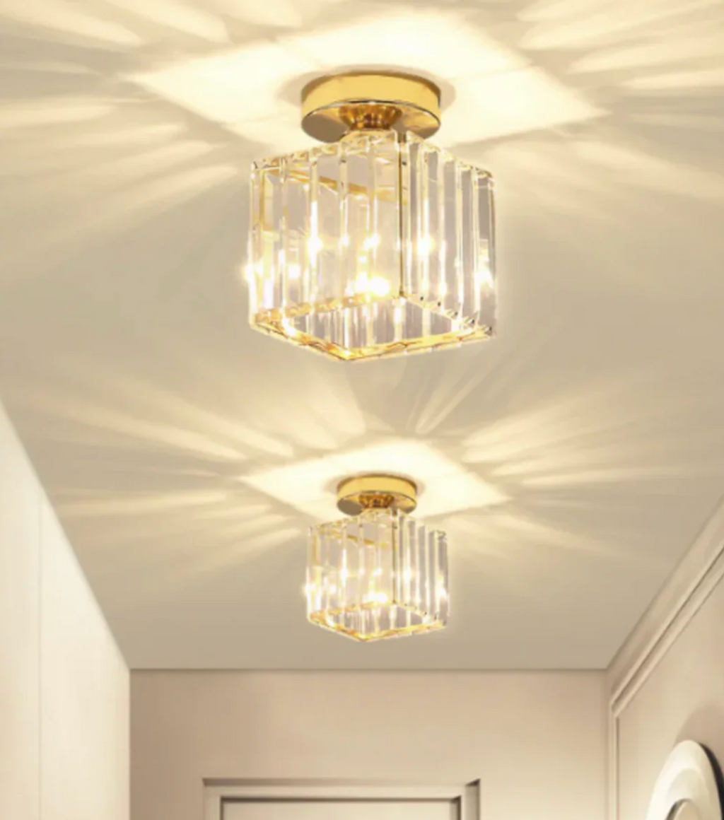 Glam Crystal Flush Mount Ceiling Light – Round or Square