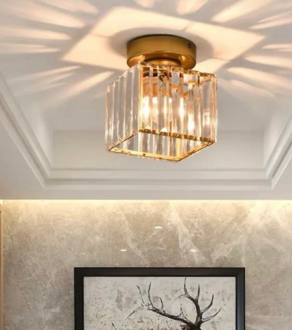 Glam Crystal Flush Mount Ceiling Light – Round or Square