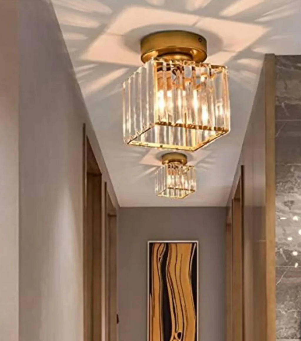 Glam Crystal Flush Mount Ceiling Light – Round or Square