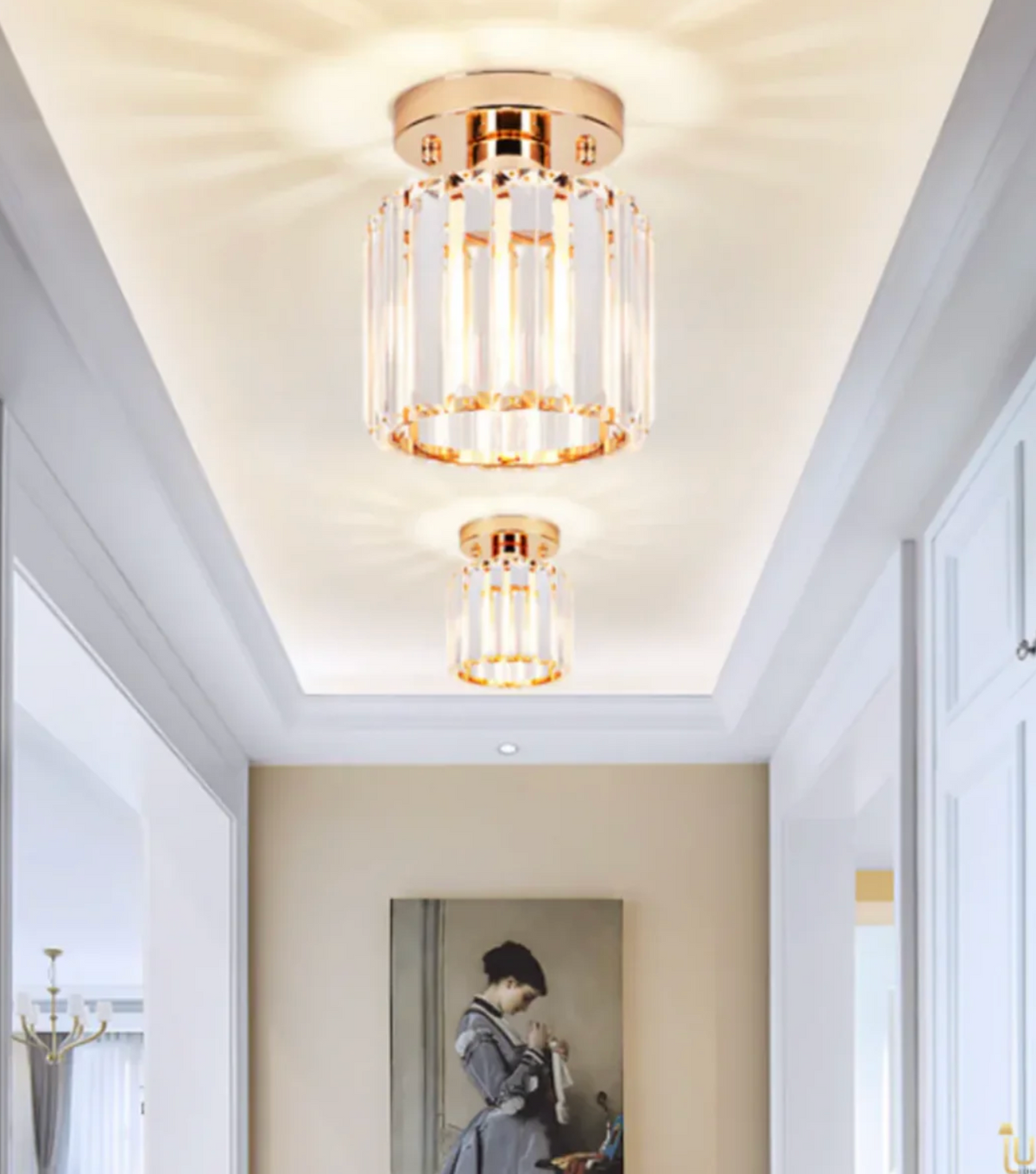 Glam Crystal Flush Mount Ceiling Light – Round or Square