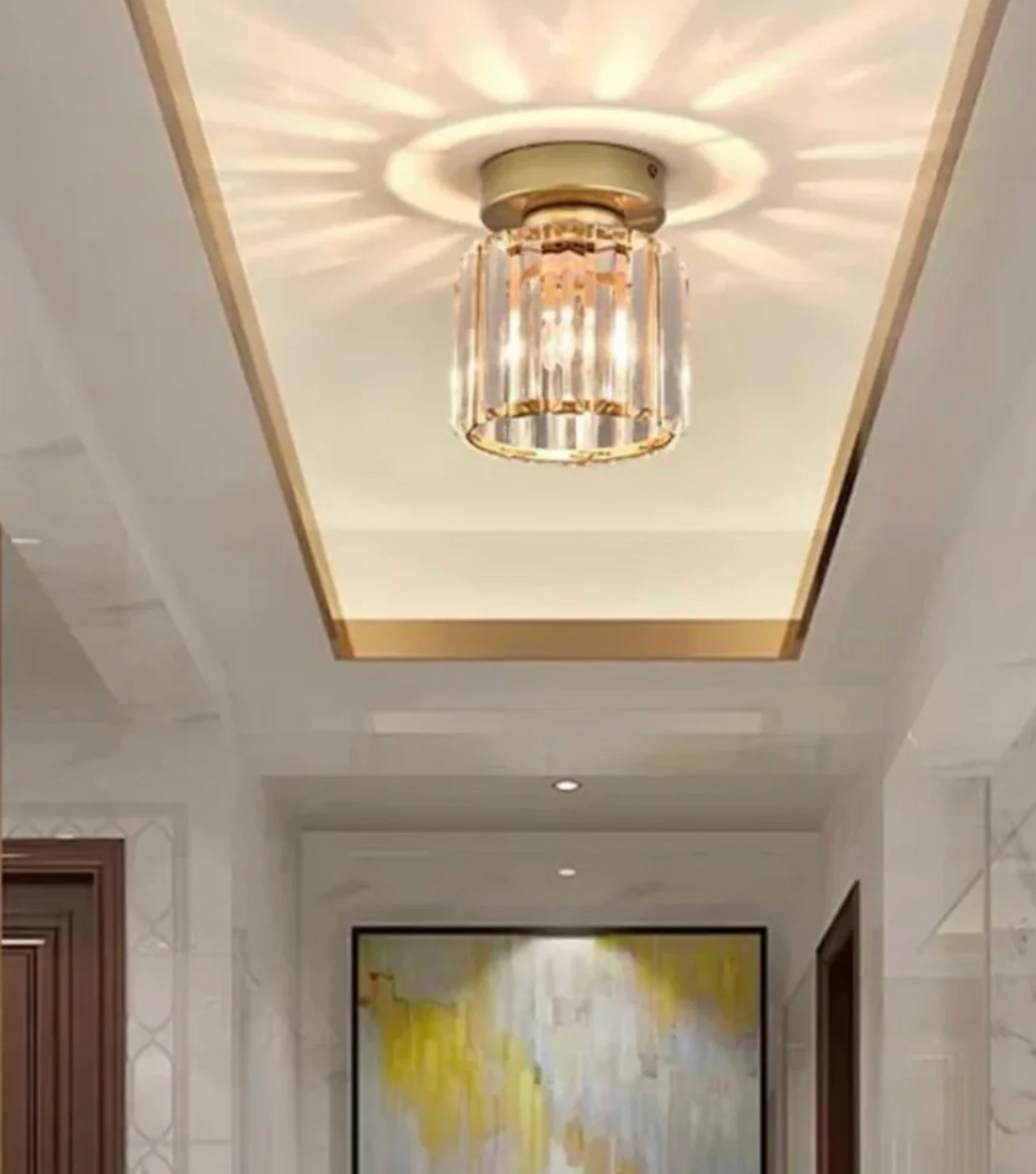 Glam Crystal Flush Mount Ceiling Light – Round or Square