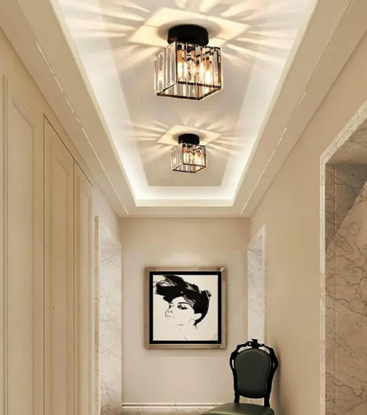 Glam Crystal Flush Mount Ceiling Light – Round or Square