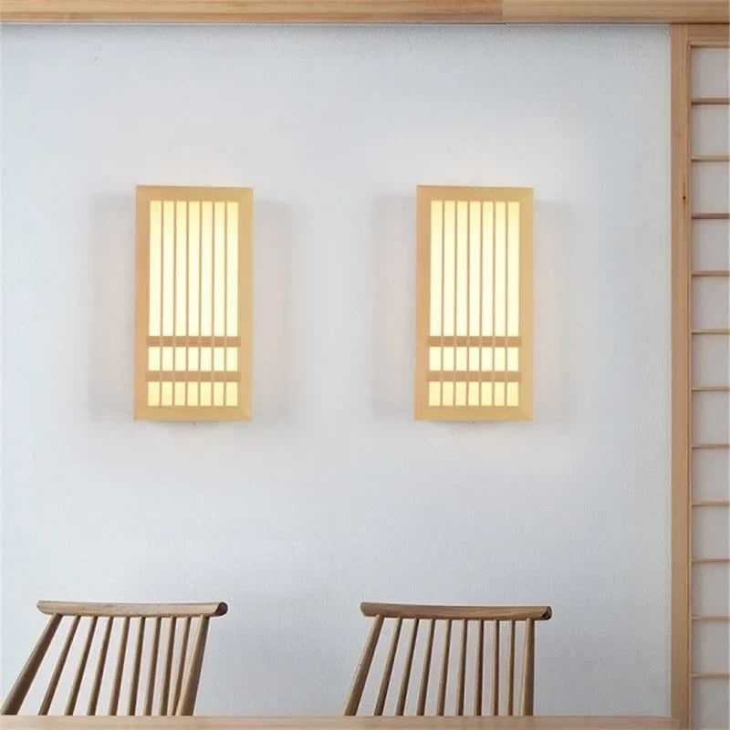 Japandi Wooden Slat LED Wall Light