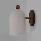 Wabi-Sabi Walnut Wood Wall Sconce with Iron Details