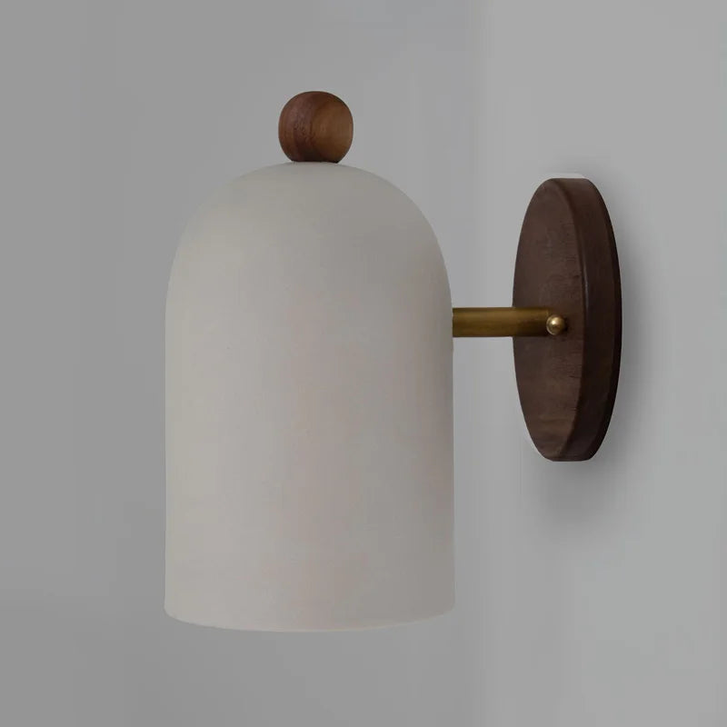 Wabi-Sabi Walnut Wood Wall Sconce with Iron Details