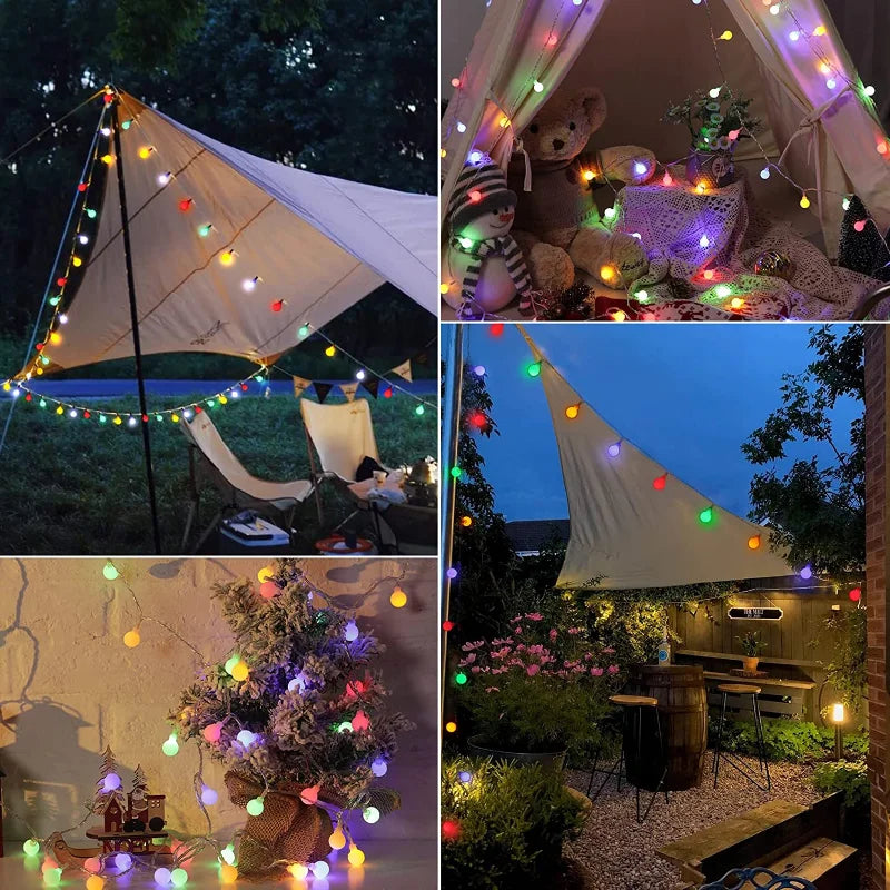 Solar LED outdoor string lights
