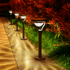 Solar pathway light with decorative pattern