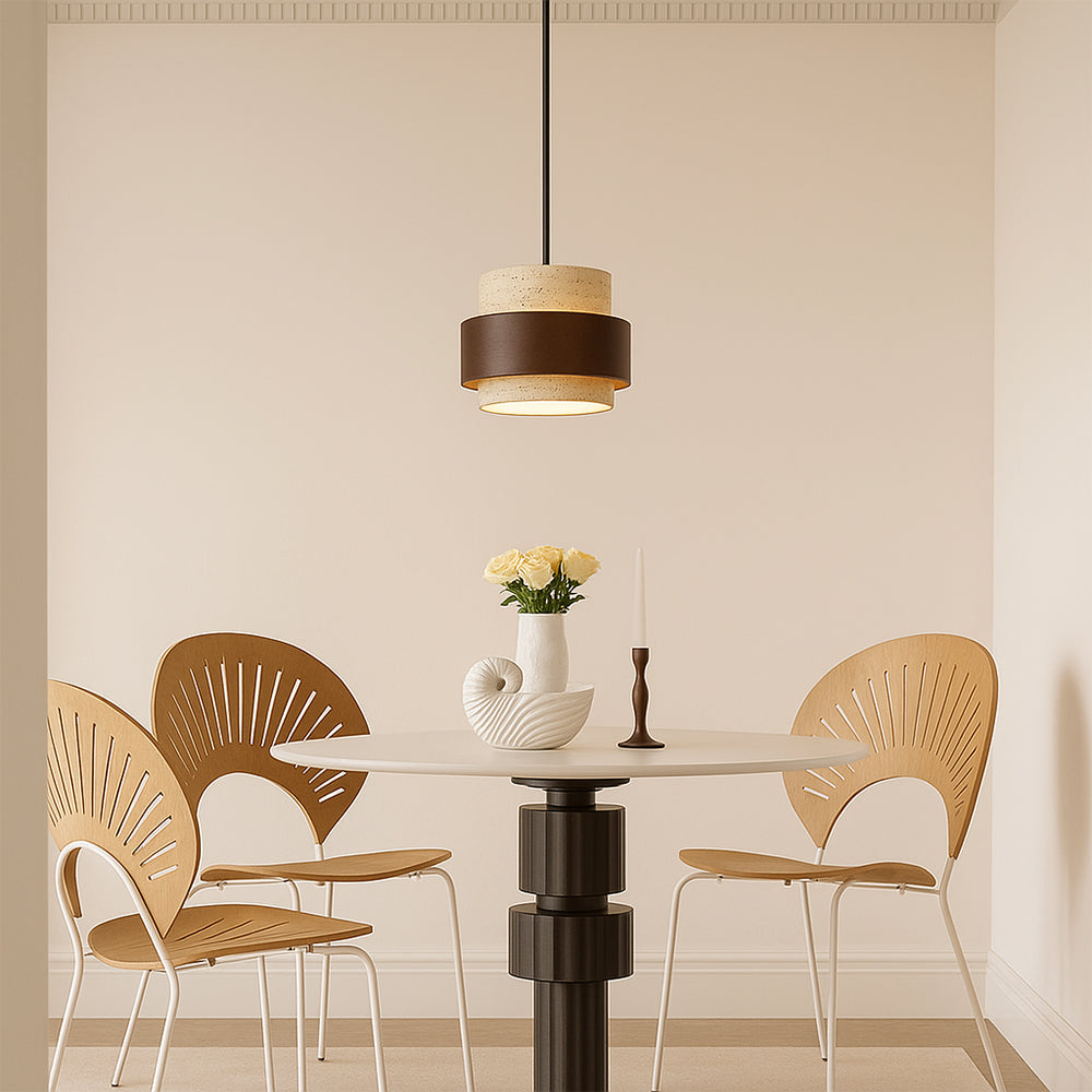 Stone barrel pendant light