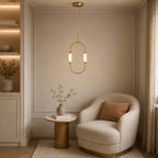Brushed Gold Oval LED Chandelier – Modern Minimalist