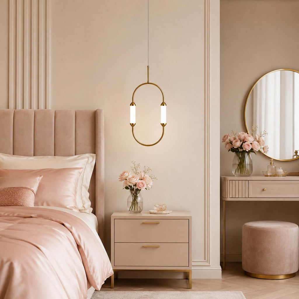 Brushed Gold Oval LED Chandelier – Modern Minimalist