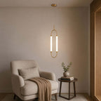 Brushed Gold Oval LED Chandelier – Modern Minimalist