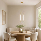 Brushed Gold Oval LED Chandelier – Modern Minimalist