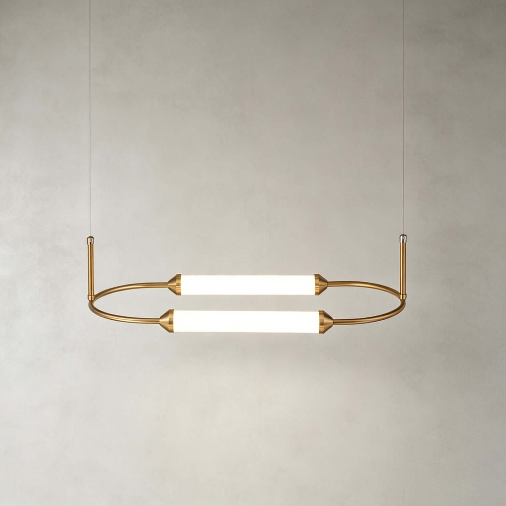 Brushed Gold Oval LED Chandelier – Modern Minimalist