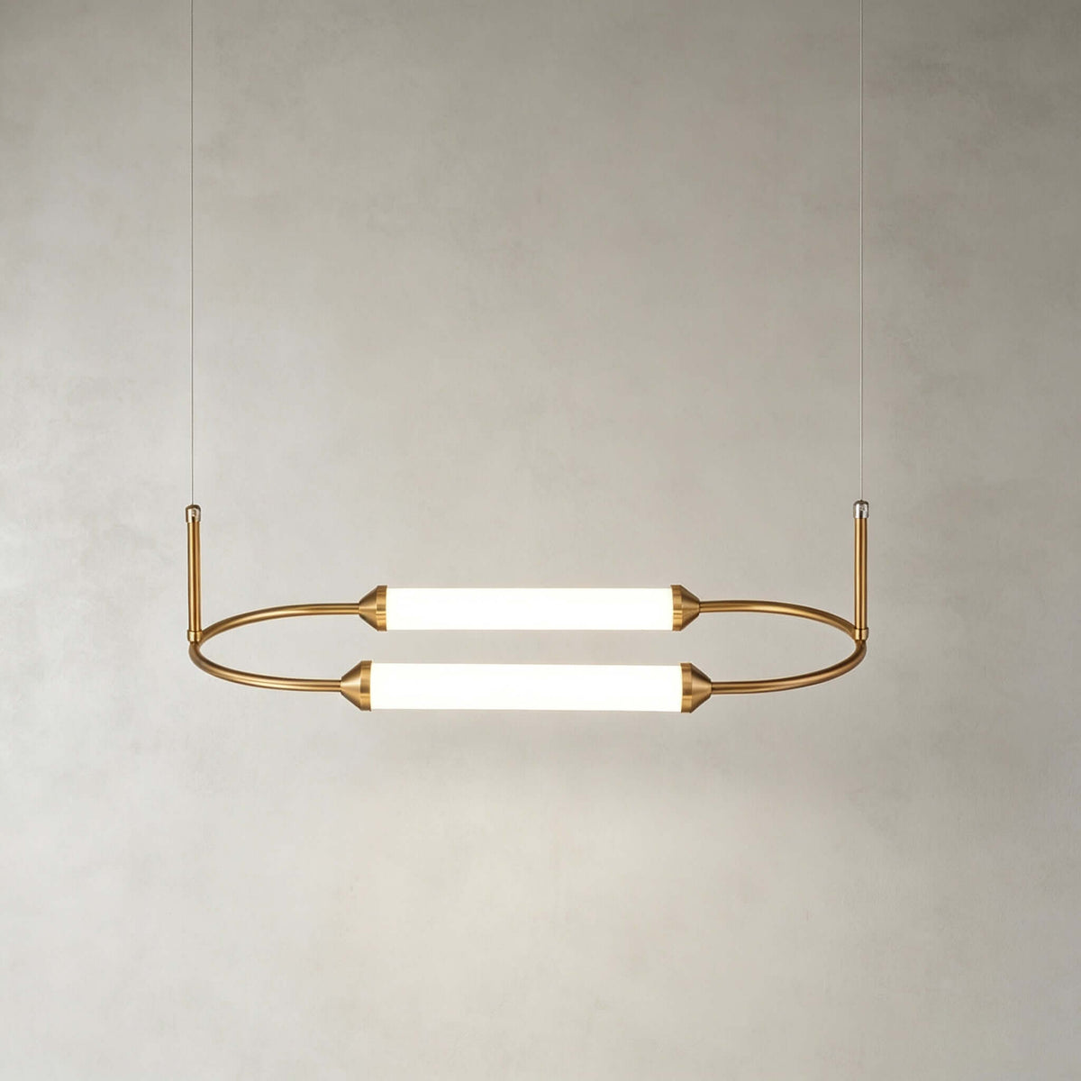 Brushed Gold Oval LED Chandelier – Modern Minimalist
