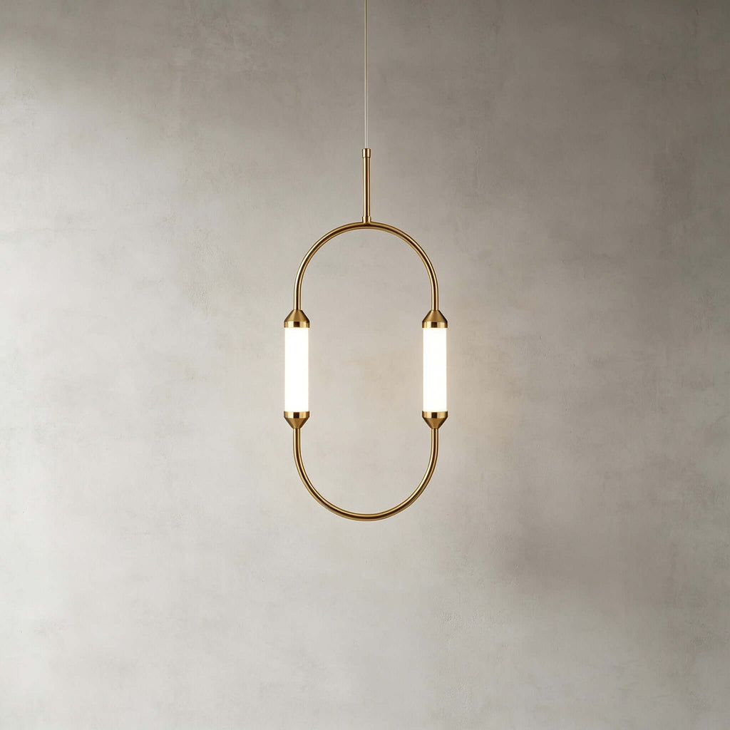 Brushed Gold Oval LED Chandelier – Modern Minimalist