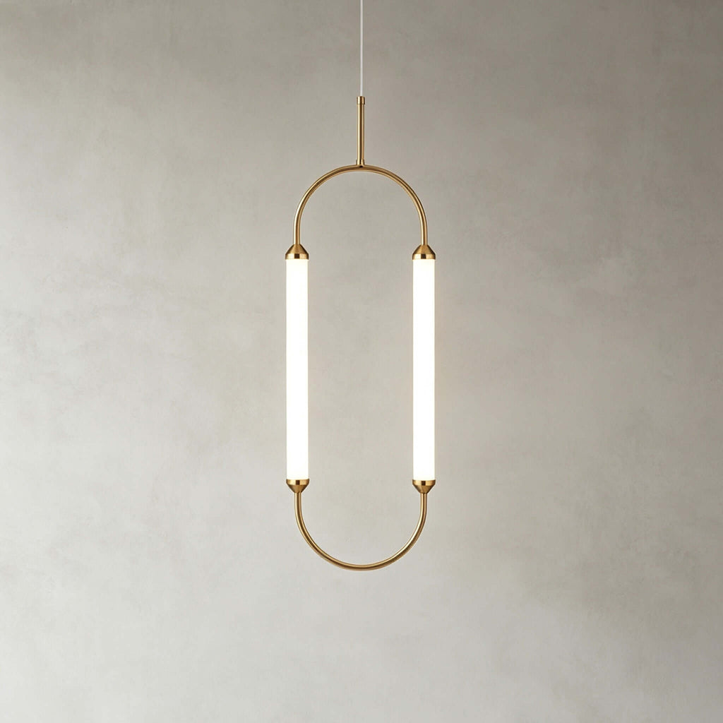 Brushed Gold Oval LED Chandelier – Modern Minimalist