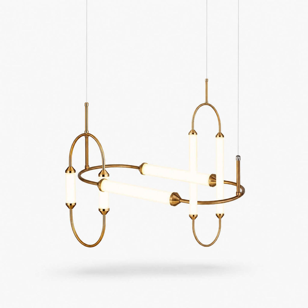 Brushed Gold Oval LED Chandelier – Modern Minimalist