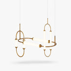 Brushed Gold Oval LED Chandelier – Modern Minimalist