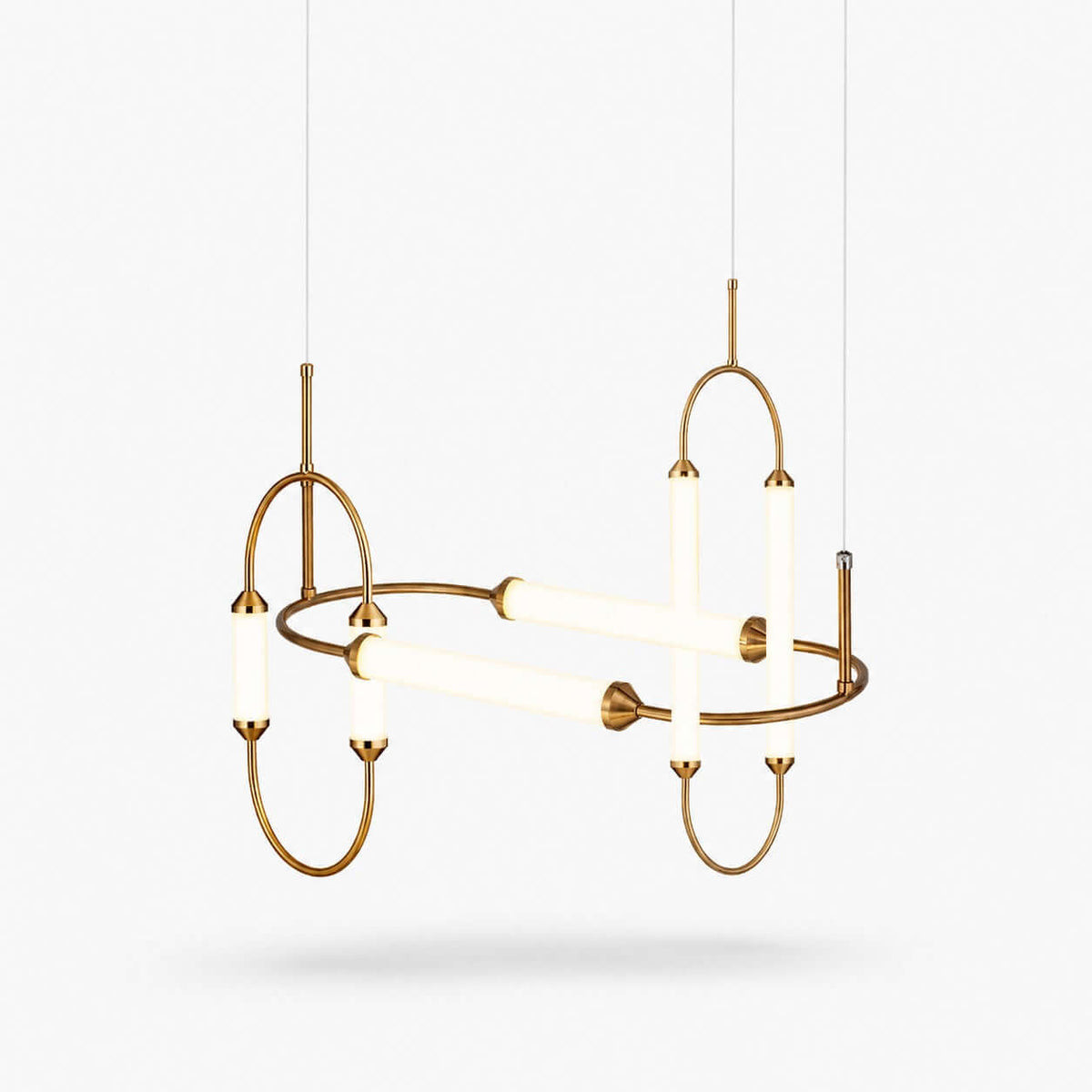 Brushed Gold Oval LED Chandelier – Modern Minimalist
