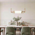 Brushed Gold Oval LED Chandelier – Modern Minimalist