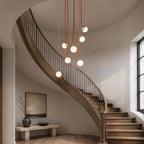 Cascading Glass Globe Chandelier with Leather Straps