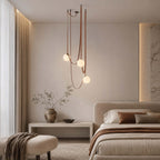 Cascading Glass Globe Chandelier with Leather Straps