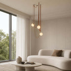 Cascading Glass Globe Chandelier with Leather Straps