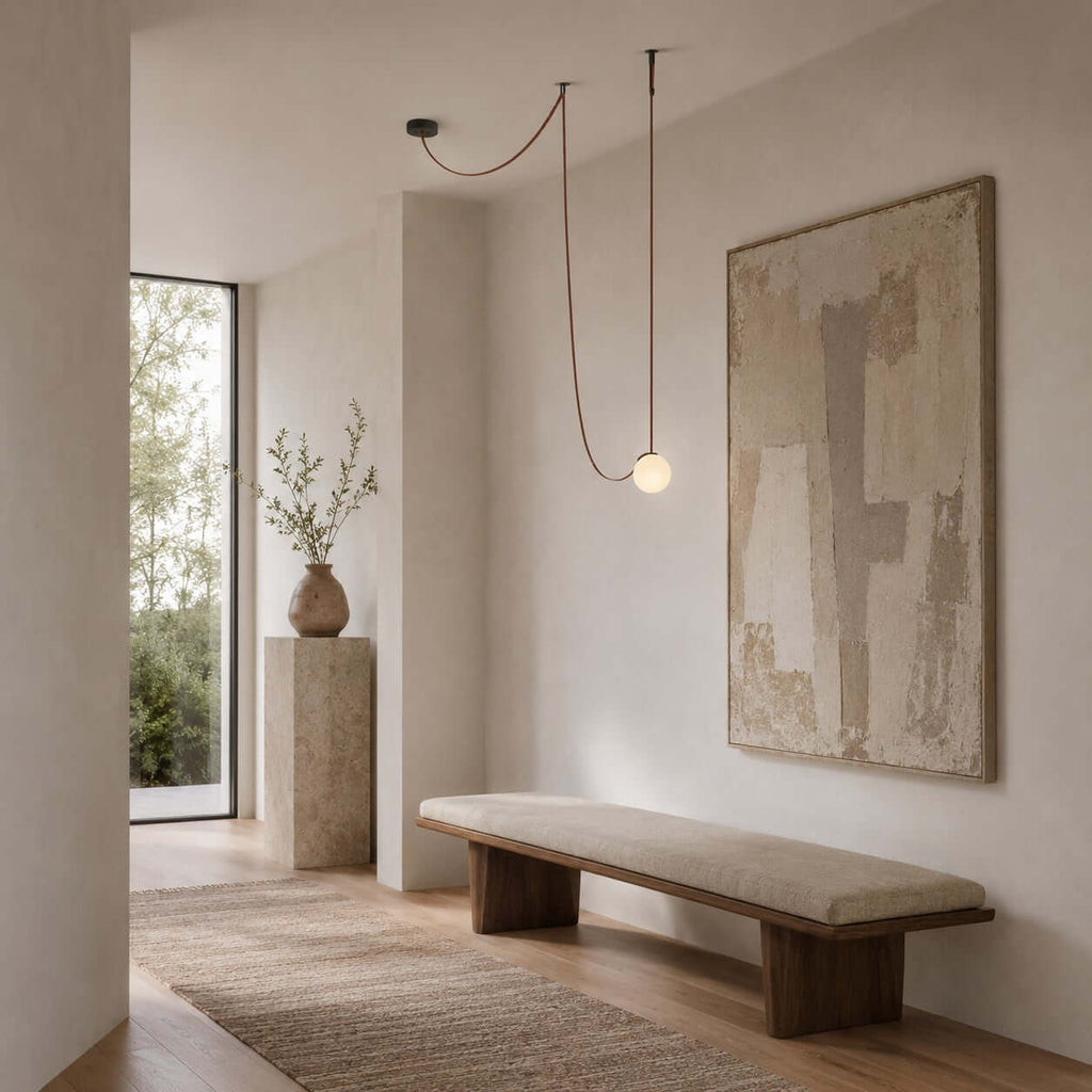 Cascading Glass Globe Chandelier with Leather Straps