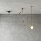 Cascading Glass Globe Chandelier with Leather Straps