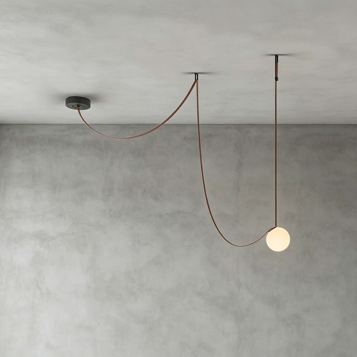 Cascading Glass Globe Chandelier with Leather Straps
