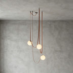 Cascading Glass Globe Chandelier with Leather Straps