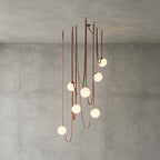 Cascading Glass Globe Chandelier with Leather Straps