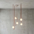 Cascading Glass Globe Chandelier with Leather Straps