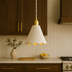 Textured Cement Pendant Light with Brass – 3 Shapes