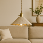 Textured Cement Pendant Light with Brass – 3 Shapes