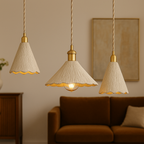Textured Cement Pendant Light with Brass – 3 Shapes