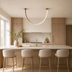 Curved Linear LED Chandelier with Leather Accents