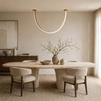 Curved Linear LED Chandelier with Leather Accents