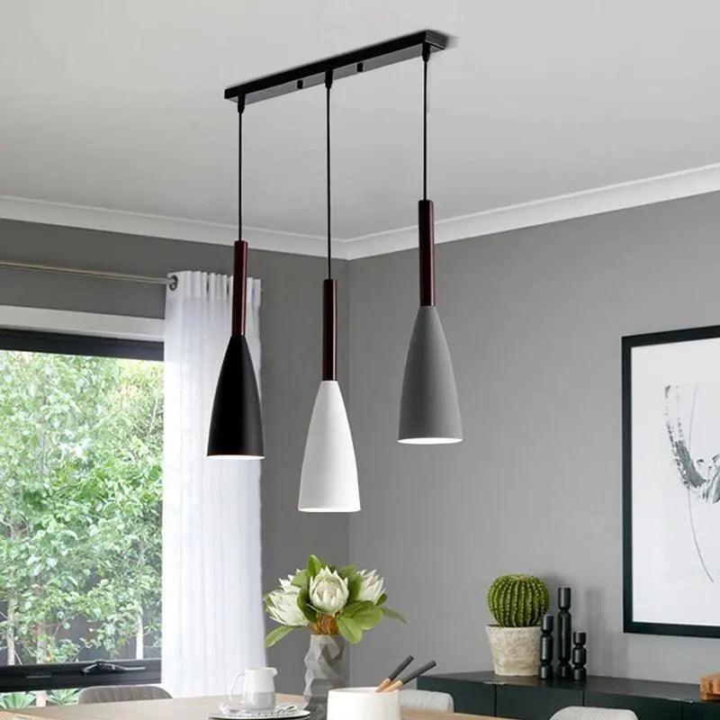 Nordic 3-Light Kitchen Island Pendant with Tapered Metal Shades