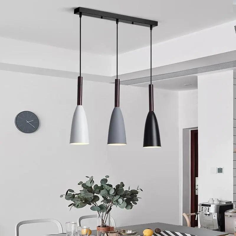 Nordic 3-Light Kitchen Island Pendant with Tapered Metal Shades