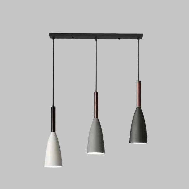 Nordic 3-Light Kitchen Island Pendant with Tapered Metal Shades