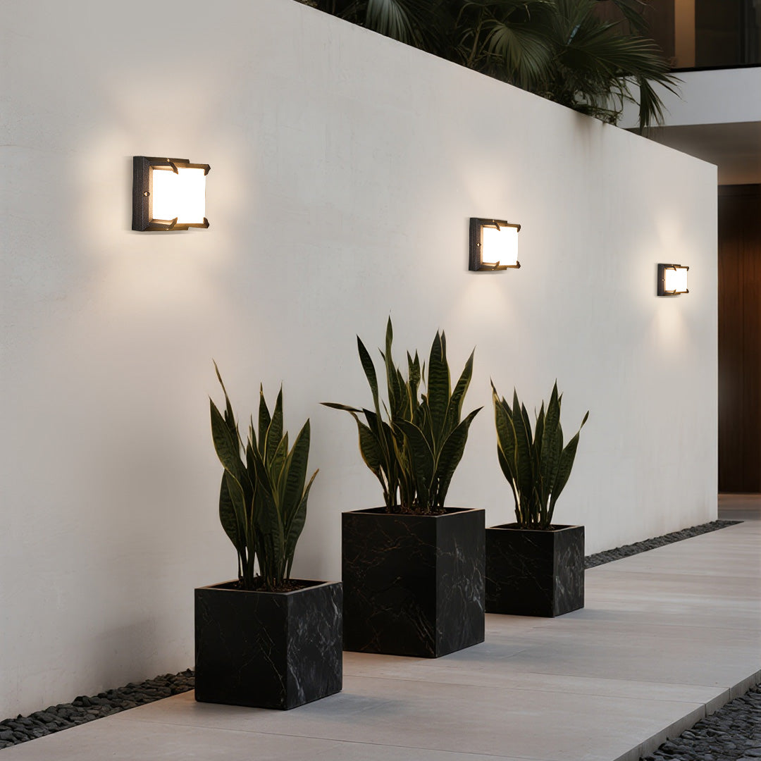 Square Black Waterproof LED Outdoor Wall Light