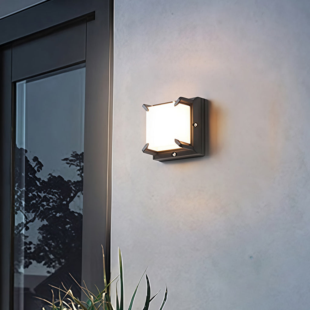 Square black waterproof outdoor wall light
